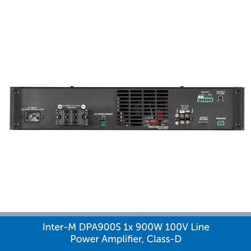 showing the back of a Inter-M DPA900S 1x 900W 100V Line Power Amplifier, Class-D