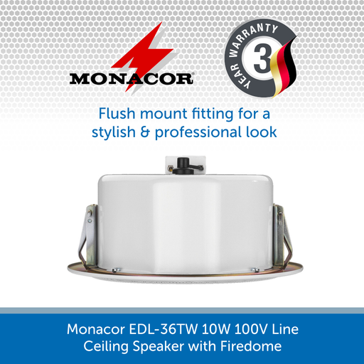 Monacor EDL-36TW 10W 100V Line Ceiling Speaker with Firedome