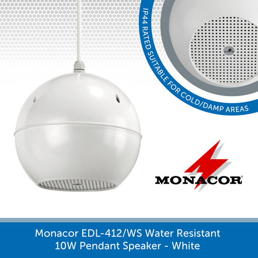 Monacor EDL-412/WS Water Resistant IP44 Rated, 10W Pendant Speaker